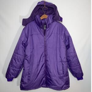 Revess Purple Puffer Coat -  Women's Size XL - Removable Hood, Soft Lining‎